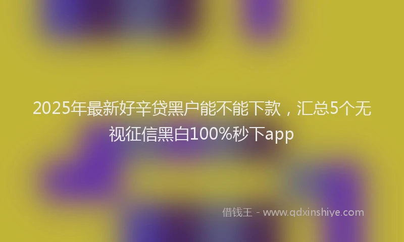 2025年最新好辛贷黑户能不能下款，汇总5个无视征信黑白100%秒下app