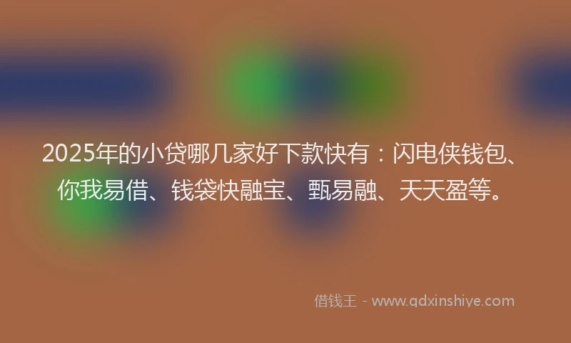 2025年的小贷哪几家好下款快有：闪电侠钱包、你我易借、钱袋快融宝、甄易融、天天盈等。