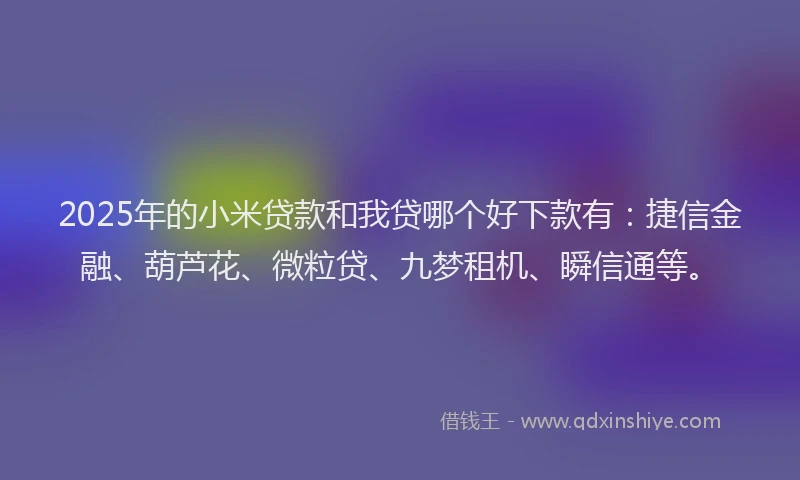 2025年的小米贷款和我贷哪个好下款有：捷信金融、葫芦花、微粒贷、九梦租机、瞬信通等。