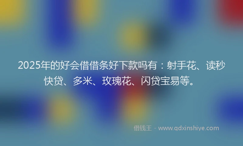 2025年的好会借借条好下款吗有：射手花、读秒快贷、多米、玫瑰花、闪贷宝易等。