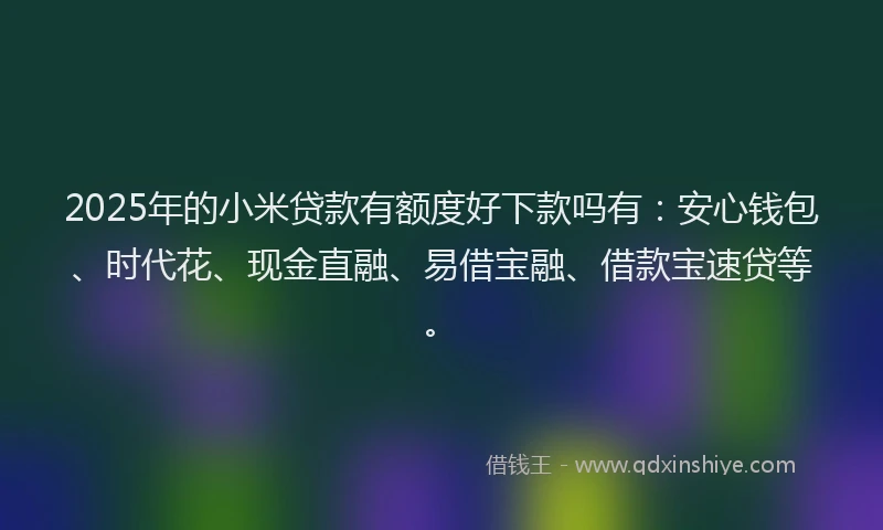 2025年的小米贷款有额度好下款吗有：安心钱包、时代花、现金直融、易借宝融、借款宝速贷等。