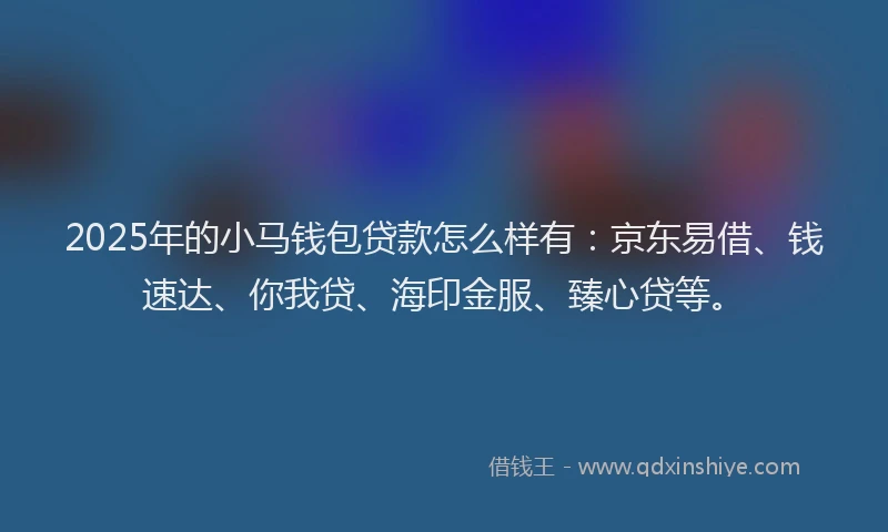 2025年的小马钱包贷款怎么样有：京东易借、钱速达、你我贷、海印金服、臻心贷等。