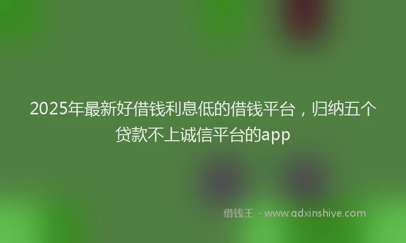 2025年最新好借钱利息低的借钱平台，归纳五个贷款不上诚信平台的app