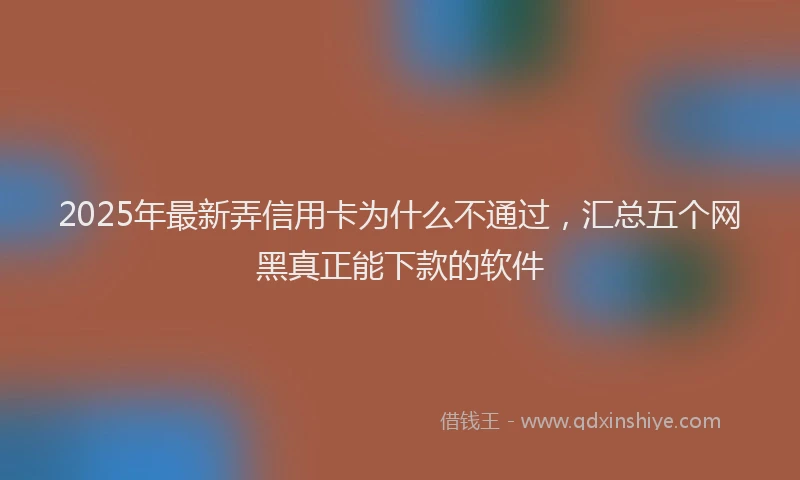 2025年最新弄信用卡为什么不通过，汇总五个网黑真正能下款的软件