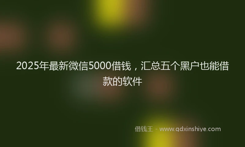 2025年最新微信5000借钱，汇总五个黑户也能借款的软件