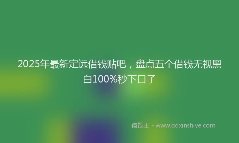 2025年最新定远借钱贴吧，盘点五个借钱无视黑白100%秒下口子