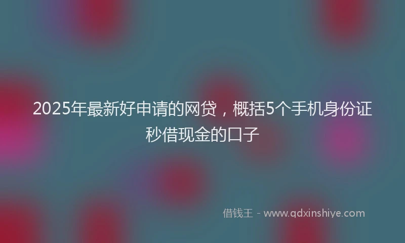 2025年最新好申请的网贷，概括5个手机身份证秒借现金的口子