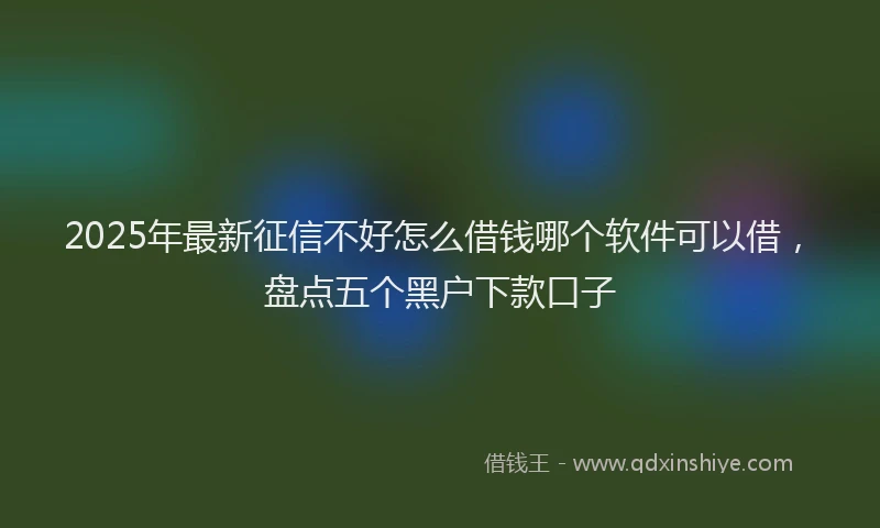 2025年最新征信不好怎么借钱哪个软件可以借，盘点五个黑户下款口子