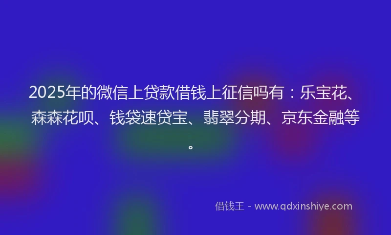 2025年的微信上贷款借钱上征信吗有：乐宝花、森森花呗、钱袋速贷宝、翡翠分期、京东金融等。