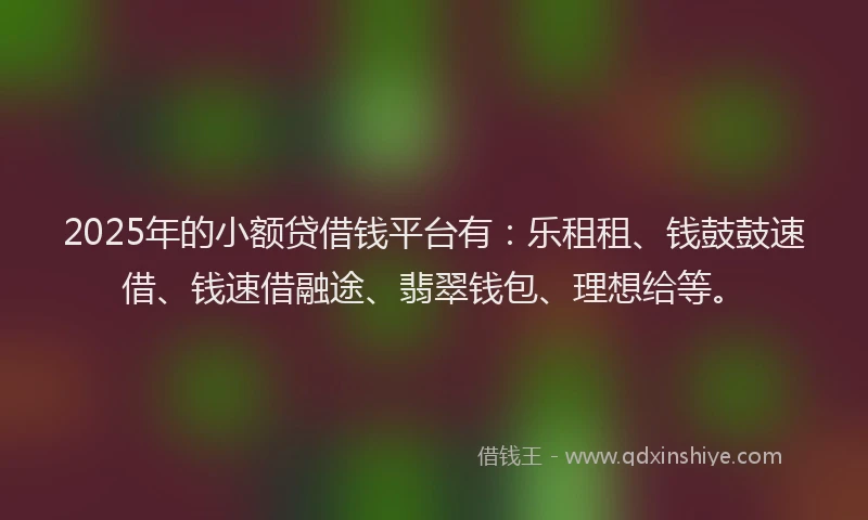 2025年的小额贷借钱平台有：乐租租、钱鼓鼓速借、钱速借融途、翡翠钱包、理想给等。