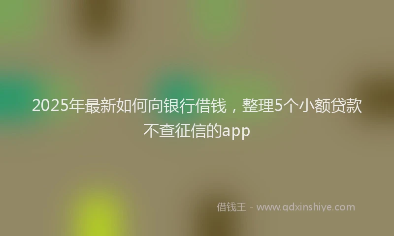 2025年最新如何向银行借钱，整理5个小额贷款不查征信的app