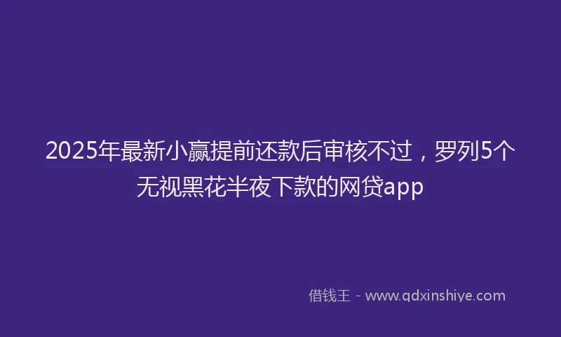 2025年最新小赢提前还款后审核不过，罗列5个无视黑花半夜下款的网贷app