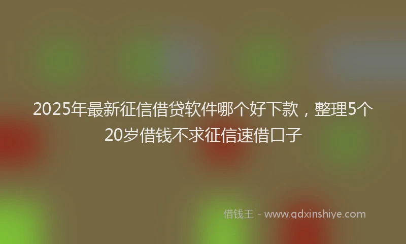 2025年最新征信借贷软件哪个好下款，整理5个20岁借钱不求征信速借口子