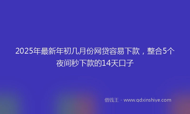 2025年最新年初几月份网贷容易下款，整合5个夜间秒下款的14天口子