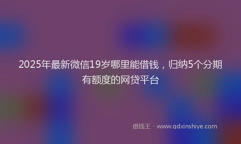 2025年最新微信19岁哪里能借钱，归纳5个分期有额度的网贷平台