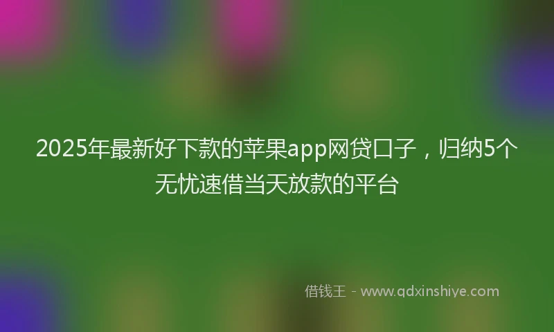 2025年最新好下款的苹果app网贷口子，归纳5个无忧速借当天放款的平台