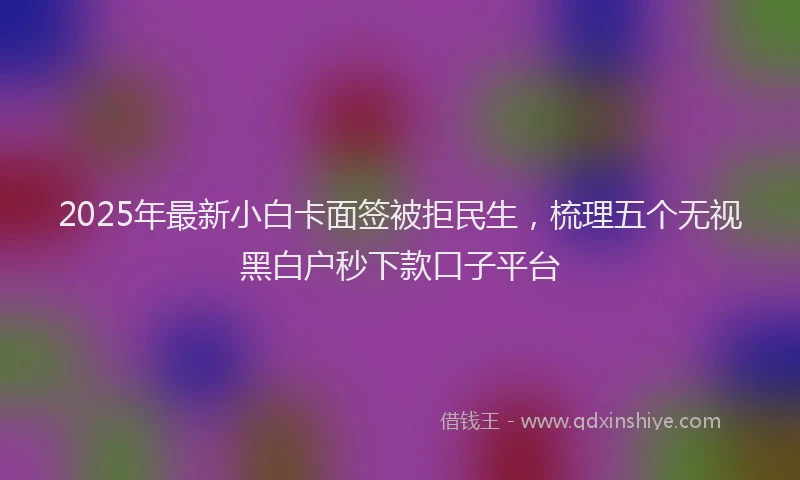 2025年最新小白卡面签被拒民生，梳理五个无视黑白户秒下款口子平台