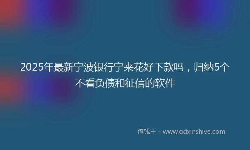 2025年最新宁波银行宁来花好下款吗，归纳5个不看负债和征信的软件