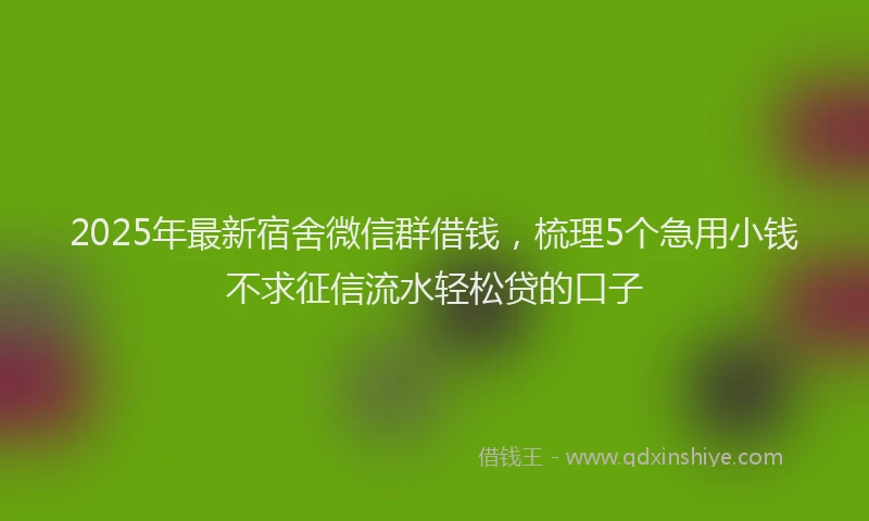 2025年最新宿舍微信群借钱，梳理5个急用小钱不求征信流水轻松贷的口子