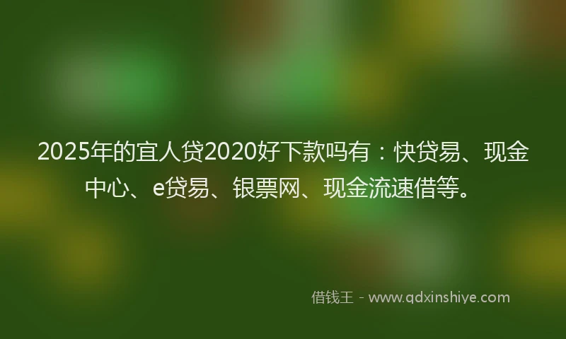 2025年的宜人贷2020好下款吗有：快贷易、现金中心、e贷易、银票网、现金流速借等。