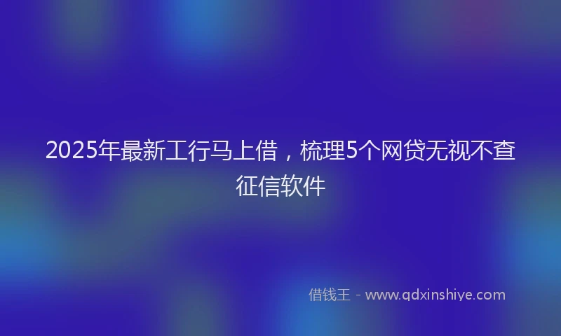 2025年最新工行马上借，梳理5个网贷无视不查征信软件