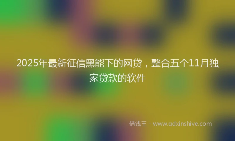 2025年最新征信黑能下的网贷，整合五个11月独家贷款的软件