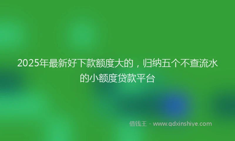 2025年最新好下款额度大的，归纳五个不查流水的小额度贷款平台