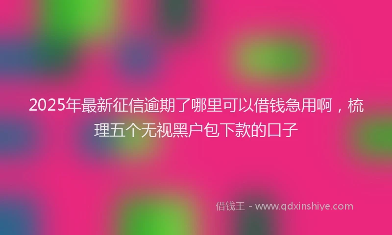 2025年最新征信逾期了哪里可以借钱急用啊，梳理五个无视黑户包下款的口子
