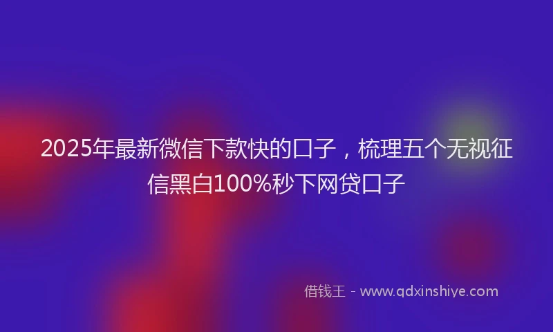 2025年最新微信下款快的口子，梳理五个无视征信黑白100%秒下网贷口子