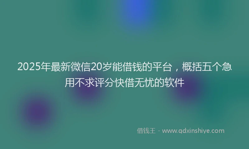 2025年最新微信20岁能借钱的平台，概括五个急用不求评分快借无忧的软件