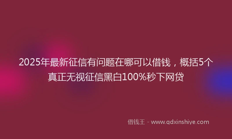 2025年最新征信有问题在哪可以借钱，概括5个真正无视征信黑白100%秒下网贷