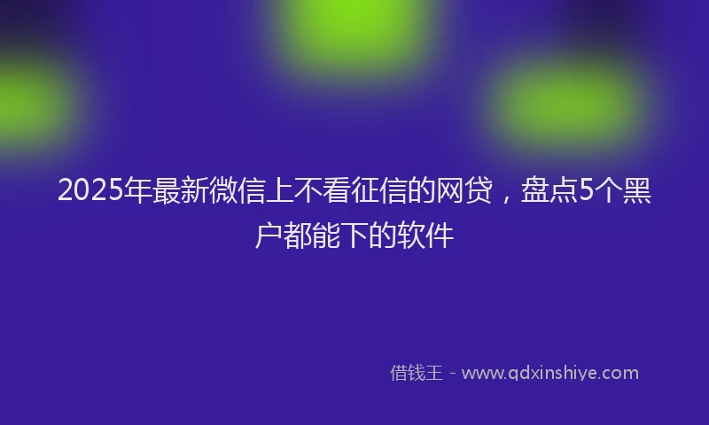 2025年最新微信上不看征信的网贷，盘点5个黑户都能下的软件