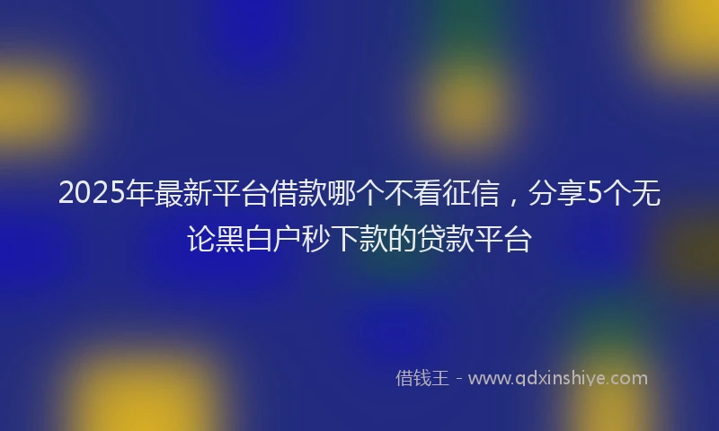 2025年最新平台借款哪个不看征信，分享5个无论黑白户秒下款的贷款平台