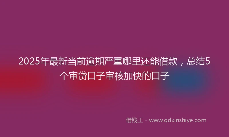 2025年最新当前逾期严重哪里还能借款，总结5个审贷口子审核加快的口子