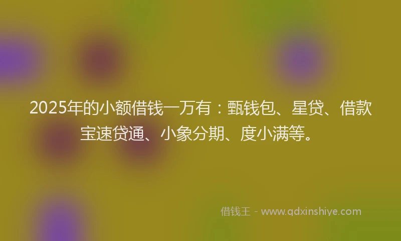 2025年的小额借钱一万有：甄钱包、星贷、借款宝速贷通、小象分期、度小满等。