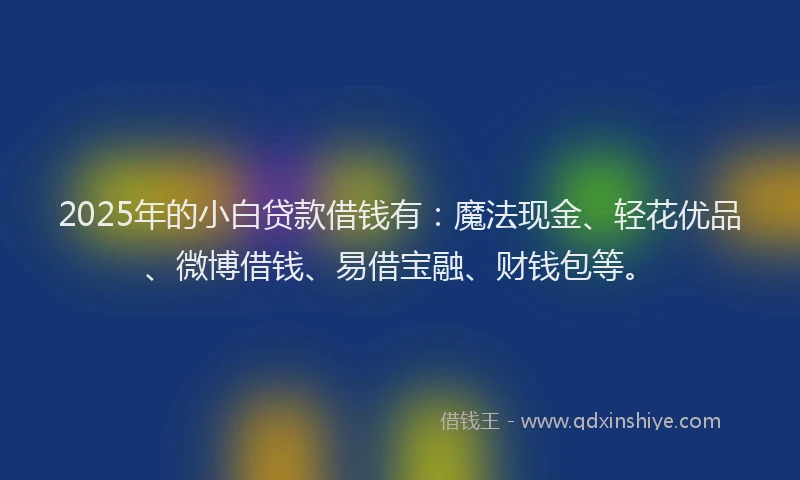 2025年的小白贷款借钱有：魔法现金、轻花优品、微博借钱、易借宝融、财钱包等。