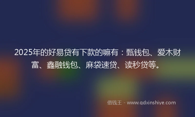 2025年的好易贷有下款的嘛有：甄钱包、爱木财富、鑫融钱包、麻袋速贷、读秒贷等。