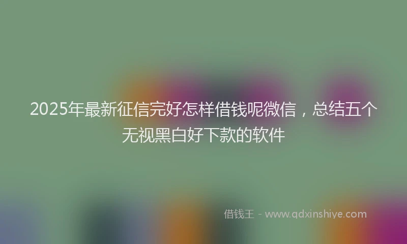 2025年最新征信完好怎样借钱呢微信，总结五个无视黑白好下款的软件