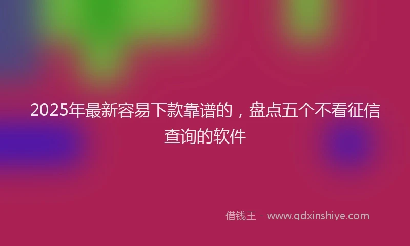 2025年最新容易下款靠谱的，盘点五个不看征信查询的软件