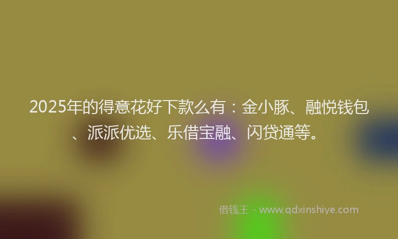 2025年的得意花好下款么有：金小豚、融悦钱包、派派优选、乐借宝融、闪贷通等。