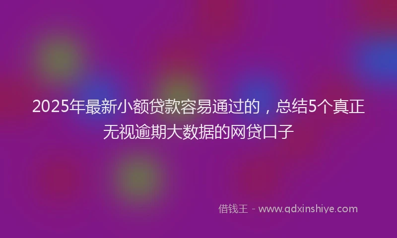 2025年最新小额贷款容易通过的，总结5个真正无视逾期大数据的网贷口子