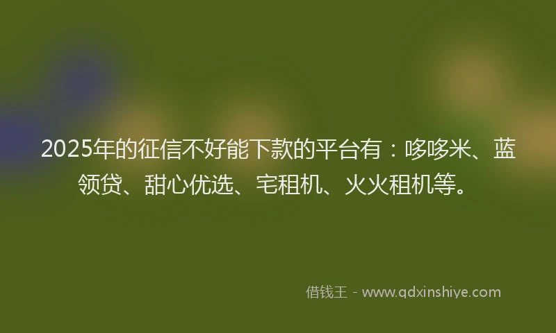 2025年的征信不好能下款的平台有：哆哆米、蓝领贷、甜心优选、宅租机、火火租机等。