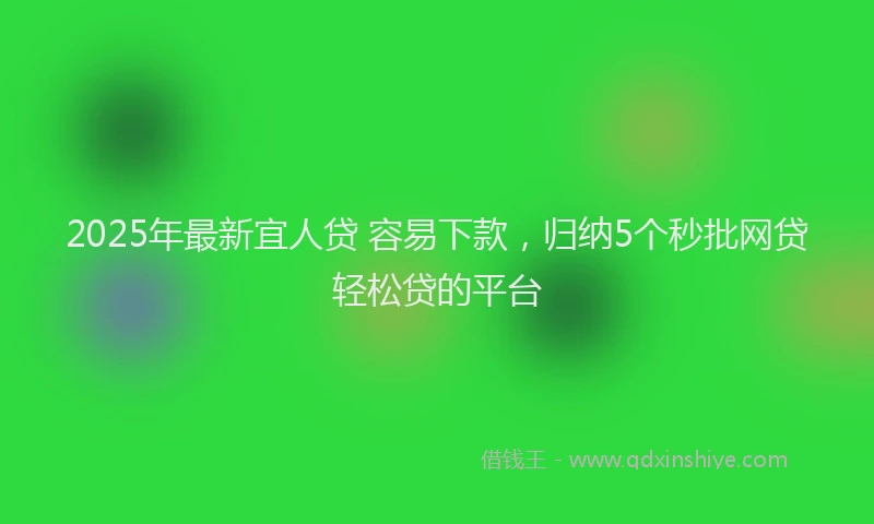 2025年最新宜人贷 容易下款，归纳5个秒批网贷轻松贷的平台