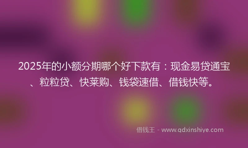 2025年的小额分期哪个好下款有：现金易贷通宝、粒粒贷、快莱购、钱袋速借、借钱快等。