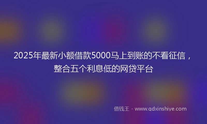 2025年最新小额借款5000马上到账的不看征信，整合五个利息低的网贷平台