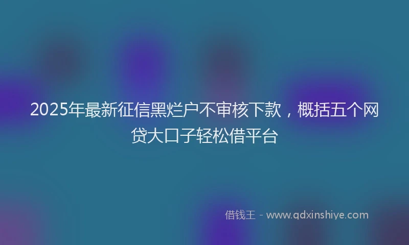 2025年最新征信黑烂户不审核下款，概括五个网贷大口子轻松借平台