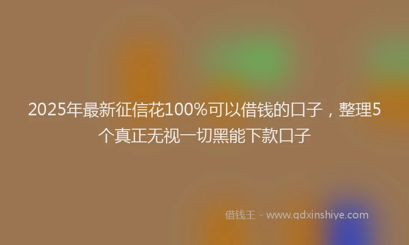 2025年最新征信花100%可以借钱的口子，整理5个真正无视一切黑能下款口子