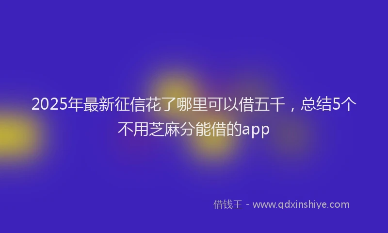 2025年最新征信花了哪里可以借五千，总结5个不用芝麻分能借的app