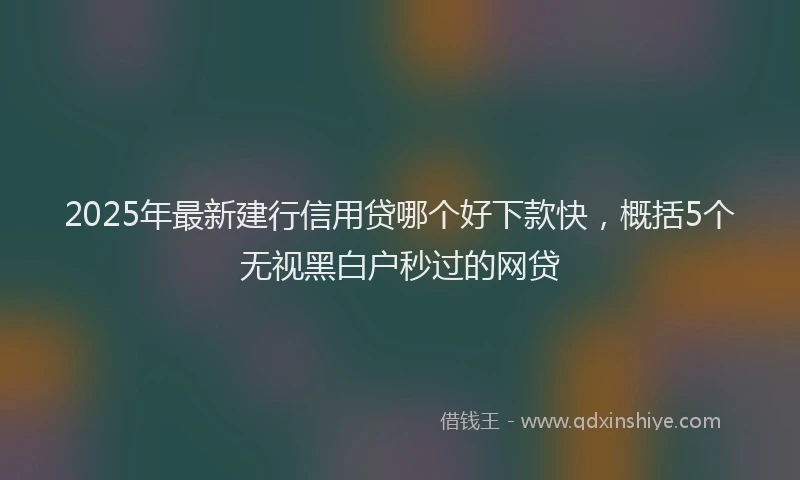 2025年最新建行信用贷哪个好下款快，概括5个无视黑白户秒过的网贷