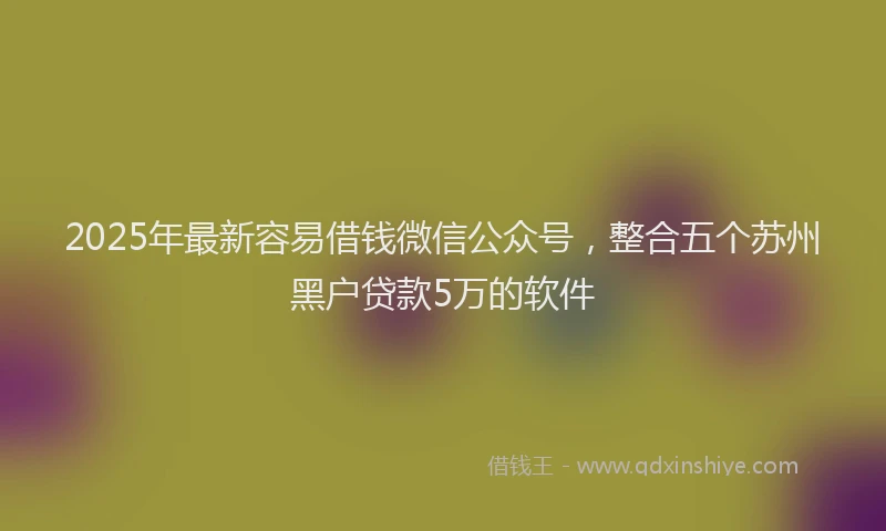 2025年最新容易借钱微信公众号，整合五个苏州黑户贷款5万的软件
